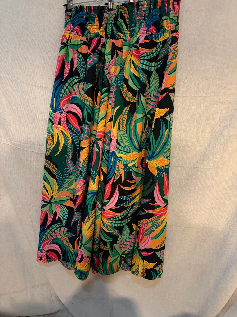 Live 4 Truth Wide Leg Pants - Black with Green, Yellow & Pink Tropical Print